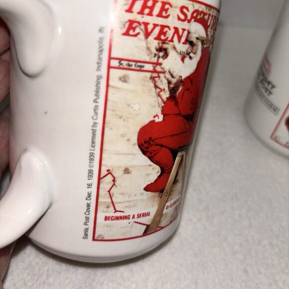 Set of 2 Saturday Evening Post Norman Rockwell Christmas Mug Cup 2002 Collection - Picture 10 of 10